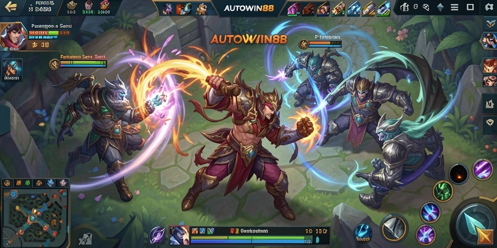 Gambar aksi seru dalam pertempuran MOBA AUTOWIN88.