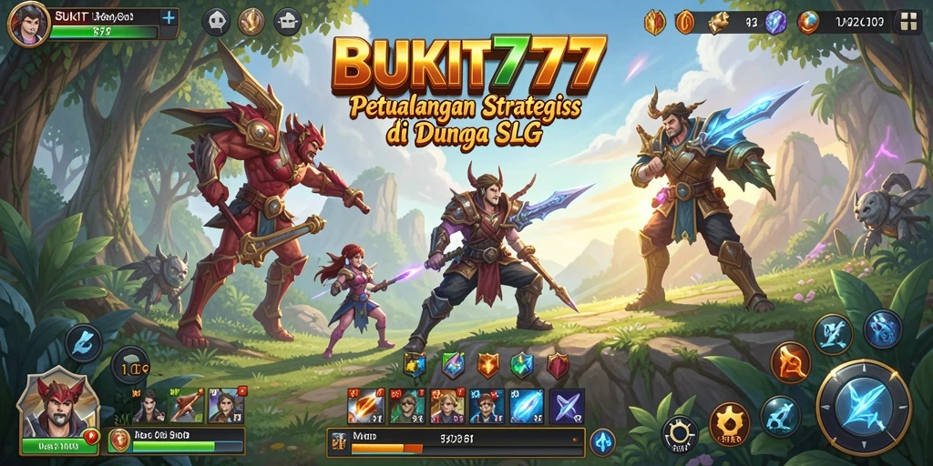 Tangkapan layar BUKIT777 menampilkan aksi pertempuran dan strategi permainan SLG.