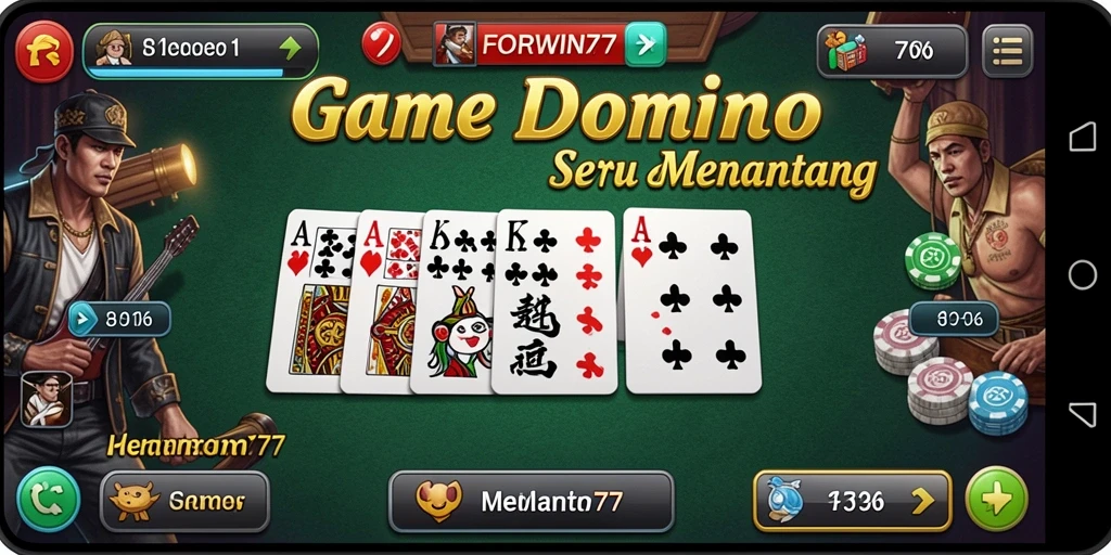 Tampilan menarik dari gameplay FORWIN77 dalam permainan Domino.