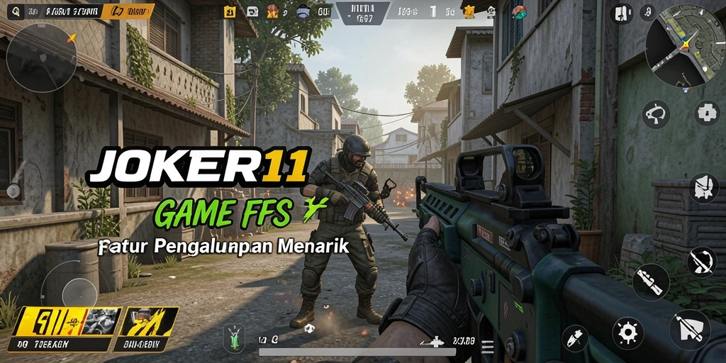 Screenshot gameplay JOKER11 yang menampilkan aksi pertempuran FPS yang seru.