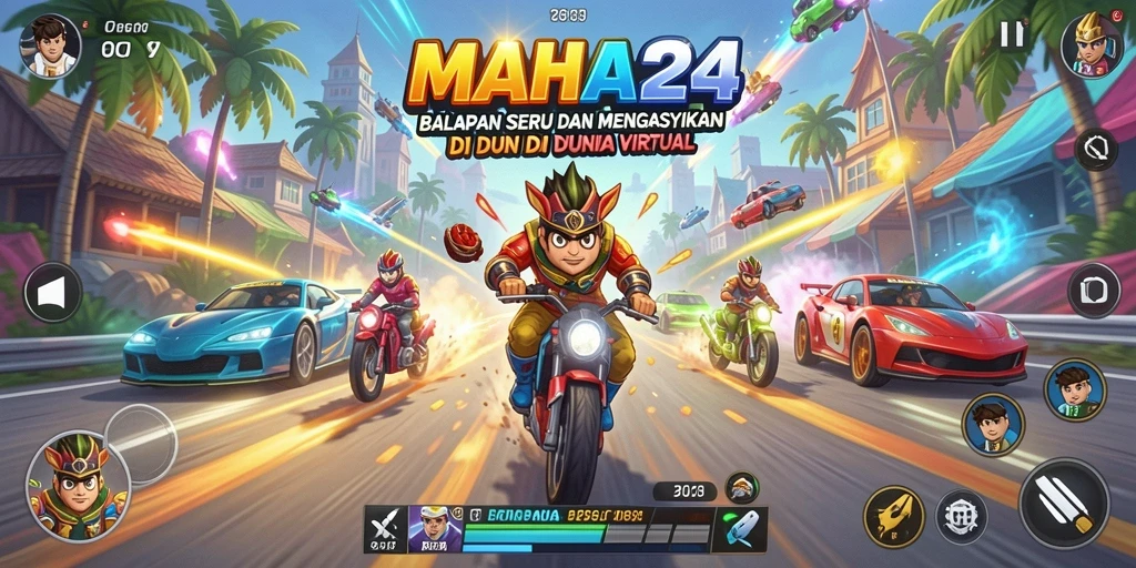 Tampilan gameplay balapan yang mendebarkan di MAHA24.