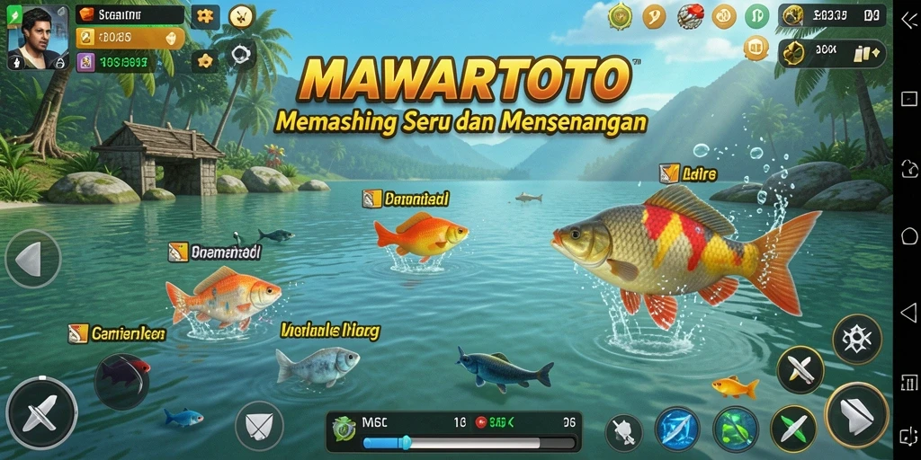 Screenshot gameplay MAWARTOTO menampilkan momen seru saat memancing.