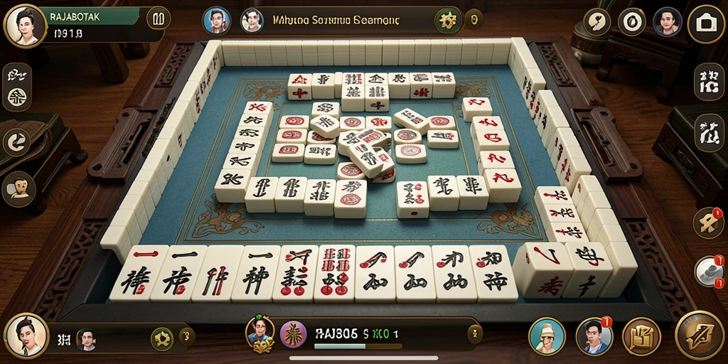 Screenshot utama RAJABOTAK yang menunjukkan gameplay Mahjong yang menarik.