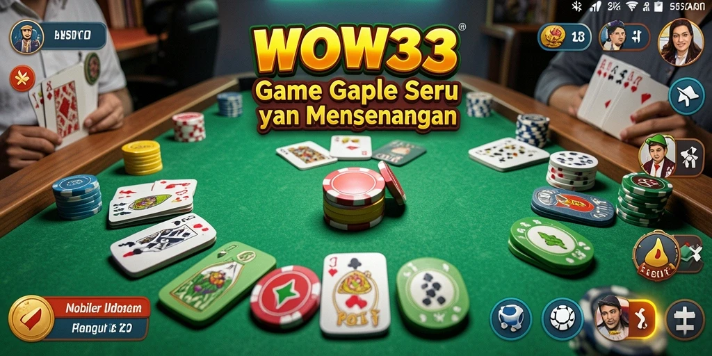 Screenshot gameplay WOW33 yang menunjukkan serunya bermain Gaple dengan teman.